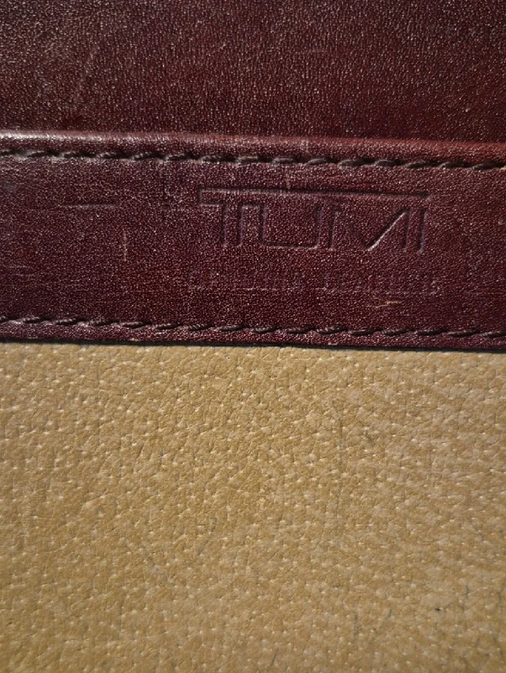Tumi Burgundy Leather Men's Briefcase with Gold Hardware
